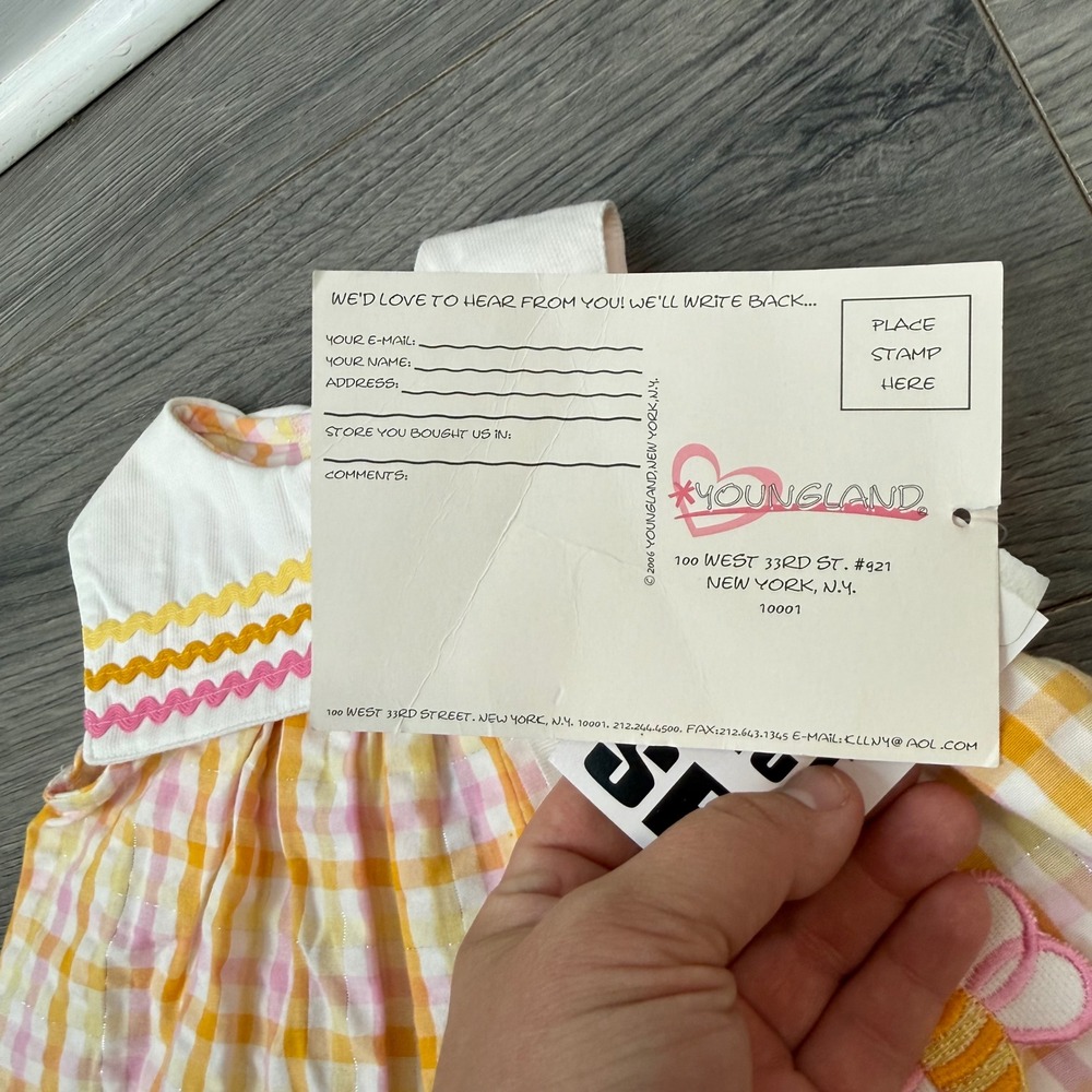 Vintage 2001 Youngland 12M Baby Dress Bloomers Set Pink Gingham Floral NWT - Picture 8 of 13